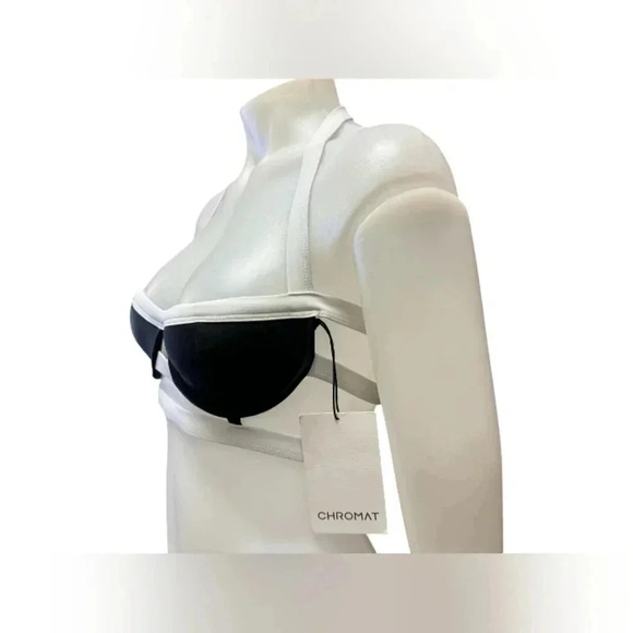 Chromat NWT Swimwear Bikini Top Black/White Size Small - Picture 3 of 8